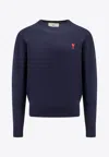 Ami Alexandre Mattiussi Ami De Coeur Extra Fine Merino Wool Sweater In Blue
