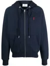 Ami Alexandre Mattiussi Ami Navy Blue Jersey Cotton Hoodie In 430