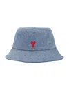 Ami Alexandre Mattiussi Ami Paris Blue Fisherman Hat With Logo Embroidered On The Front In Denim Woman In Used Blue