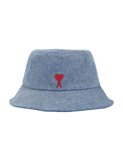 Ami Alexandre Mattiussi Ami De Coeur Embroidery Bucket Hat In Brown