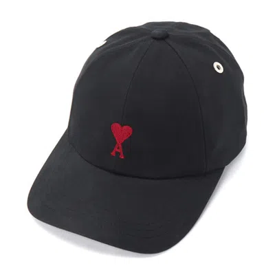 Pre-owned Ami Alexandre Mattiussi Ami De Coeur Embroidery Cap In Black