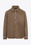 Ami Alexandre Mattiussi Brown Cotton Shirt With Classic Collar And Embroidered Pocket In Brown