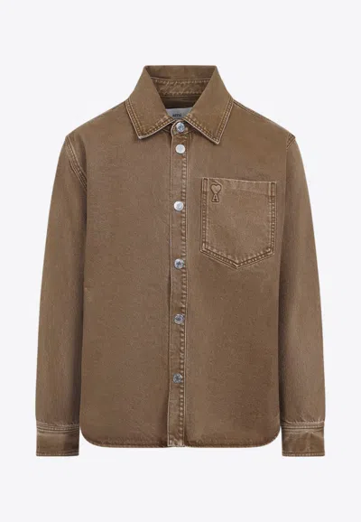 AMI ALEXANDRE MATTIUSSI AMI DE COEUR FADED DENIM JACKET