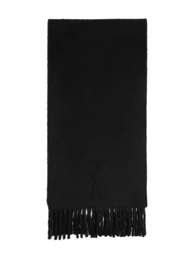 Ami Alexandre Mattiussi Ami De Coeur Fringed Scarf In Black