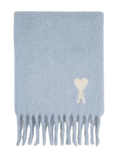 Ami Alexandre Mattiussi Ami De Coeur Fringed Scarf In Blue