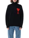 Ami Alexandre Mattiussi Ami Paris Funnel-neck Sweater With Heart Intarsia Design
