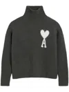 Ami Alexandre Mattiussi Off-white Ami De Coeur Funnel Neck Sweater Grey In Grey