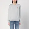 Ami Alexandre Mattiussi Ami Paris Ami De Coeur Grey Crew-neck Sweatshirt In Light Blue