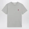 Ami Alexandre Mattiussi Logo-embroidered Stretch Organic Cotton-jersey T-shirt In Gray