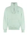 Ami Alexandre Mattiussi Ami De Coeur Half-zip Sweatshirt In White