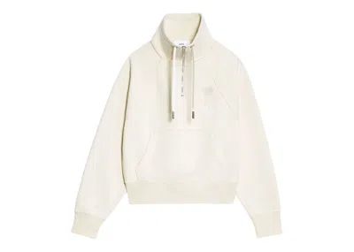 Pre-owned Ami Alexandre Mattiussi Ami De Coeur Halfzip Boxy Fit Sweatshirt In Off White