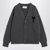 Ami Alexandre Mattiussi Ami Paris Ami De Coeur Heather Grey Wool Cardigan Men In Gray