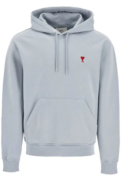 Ami Alexandre Mattiussi Ami Paris  De Coeur-embroidered Hoodie In Blue
