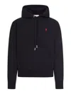 Ami Alexandre Mattiussi Ami Black Cotton Hoodie With Embroidered Logo And Functional Pockets In Black