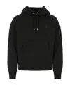 Ami Alexandre Mattiussi Hooded Cotton Sweatshirt With Kangaroo Pocket And Ribbed Finish In Black