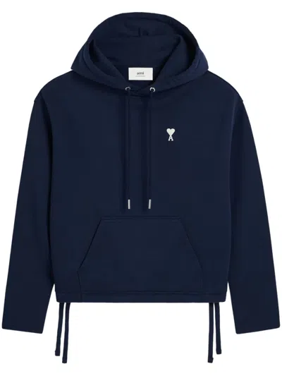 Ami Alexandre Mattiussi Navy Cotton Ami De Coeur Hoodie Blue