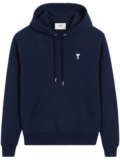Ami Alexandre Mattiussi Adc Cotton Hoodie In Night Blue
