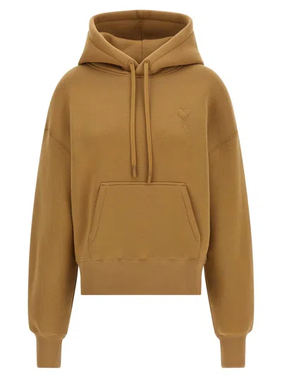 Ami Alexandre Mattiussi Ami De Coeur Hoodie In Brown