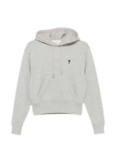 Ami Alexandre Mattiussi Ami Paris Ami De Coeur Cotton Hoodie In Gray