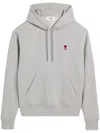 Ami Alexandre Mattiussi Ami De Caur-embroidered Cotton Hooded Sweatshirt In Grey