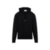 Ami Alexandre Mattiussi Ami Black Cotton Hoodie With Embroidered Logo And Functional Pockets In Black