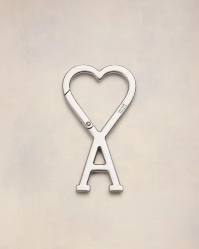 Ami Alexandre Mattiussi Ami De Coeur Hook Keyring Silver In Vibrated Silver