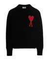 Ami Alexandre Mattiussi Ami Felted Wool Sweater With Heart And Logo Detail In Black