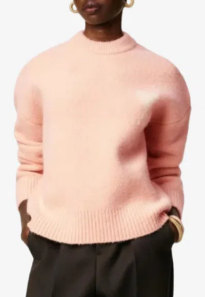 Ami Alexandre Mattiussi Ami De Coeur Intarsia Knit Wool Sweater In Pink