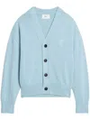 Ami Alexandre Mattiussi Ami De Coeur Intarsia-logo Cardigan In Blue