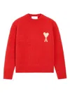 Ami Alexandre Mattiussi Red Alpaca Ami De Coeur Crewneck Sweater Red In Red