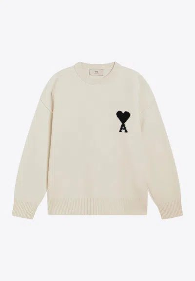 AMI ALEXANDRE MATTIUSSI AMI DE COEUR INTARSIA WOOL SWEATER