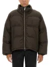 Ami Alexandre Mattiussi Ami De Coeur Logo Puffer Jacket In Brown