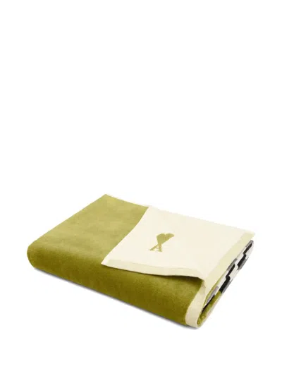 Ami Alexandre Mattiussi Green Two Tones Cotton Ami De Coeur Towel Multicolor