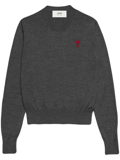 Ami Alexandre Mattiussi Ami De Coeur Pullover In Grey