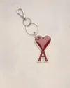 Ami Alexandre Mattiussi Ami De Coeur-shaped Keyring In Vermilion