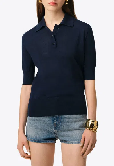 Ami Alexandre Mattiussi Ami De Coeur Knit Polo T-shirt In Blue