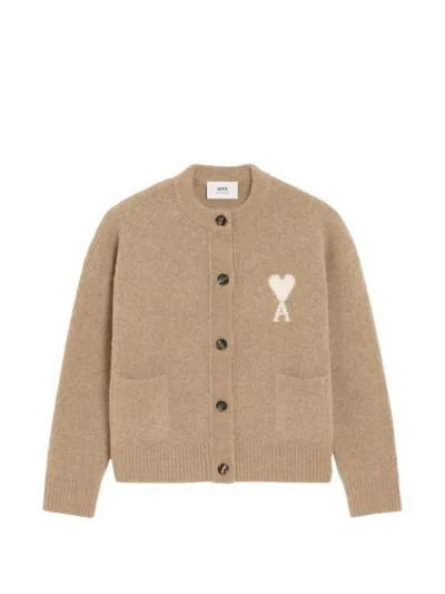 Ami Alexandre Mattiussi Ami De Coeur Knitted Cardigan In Neutral