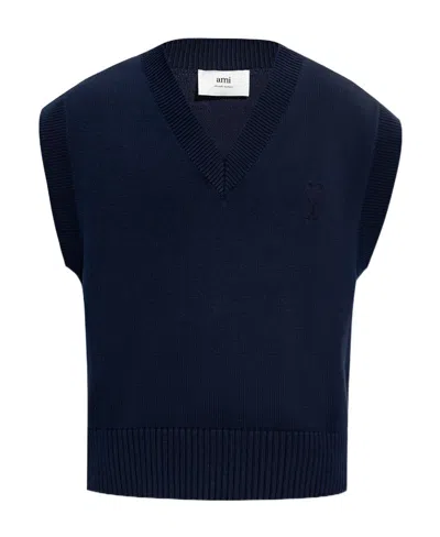 Ami Alexandre Mattiussi Ami De Coeur Knitted Vest In Black