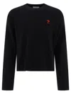 Ami Alexandre Mattiussi Black Crewneck Sweatshirt With Adc Embroidery In Cotton Blend Man