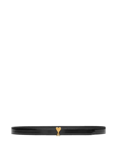 Ami Alexandre Mattiussi Ami-de-coeur Leather Belt In Black