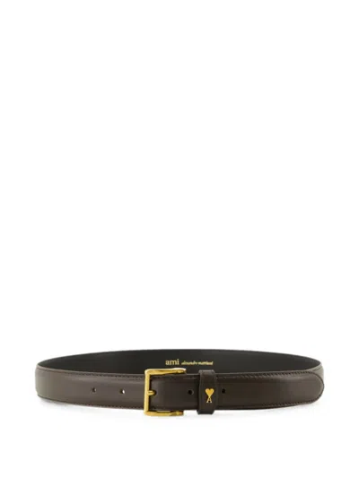Ami Alexandre Mattiussi Ami De Coeur Leather Belt In Brown