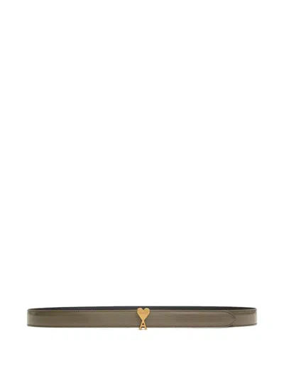 Ami Alexandre Mattiussi Ami-de-coeur Leather Belt In Green