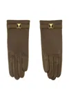 Ami Alexandre Mattiussi Ami De Coeur Leather Gloves In Brown