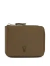 Ami Alexandre Mattiussi Green Smooth Leather Ami De Coeur Compact Wallet Green In Green