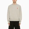 AMI ALEXANDRE MATTIUSSI AMI DE COEUR LIGHT GREY SWEATSHIRT