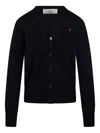 Ami Alexandre Mattiussi Ami De Coeur-logo Embroidered Cardigan In Black