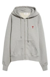 Ami Alexandre Mattiussi Ami Paris Ami De Coeur Zip Up Sweatshirt Light Grey In Heather Ash Grey