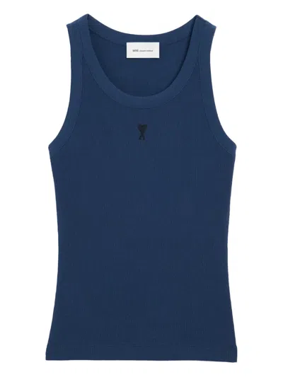 Ami Alexandre Mattiussi Ami De Coeur Logo-embroidery Tank Top In Blue