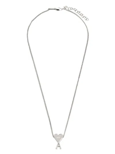 Ami Alexandre Mattiussi Ami De Coeur Clasp Necklace In Silver