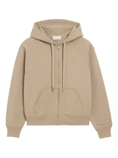 Ami Alexandre Mattiussi Ami De Coeur Logo Zipped Hoodie In Neutral